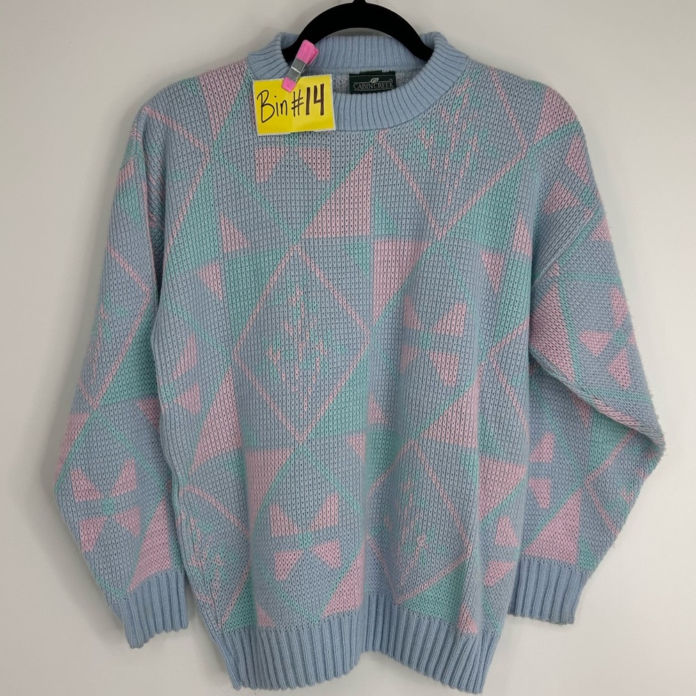 Vintage Cabin Creek Pastel Geometric Sweater